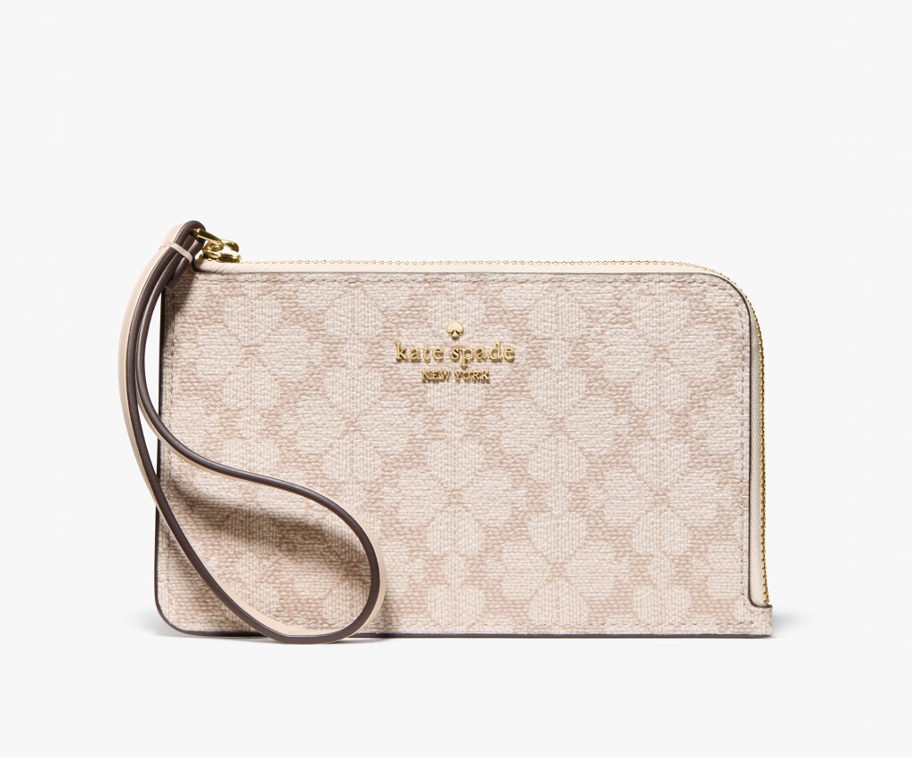Lucy Spade Flower Small Card Holder Wristlet (Dark Beige Multi)